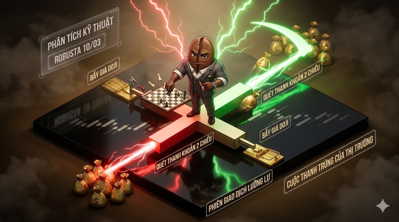 Phân tích Cà phê 10/03: Robusta hình thành nến Doji 